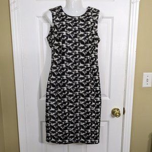 Calvin Klein Black White Gray Sleeveless Midi Dress - size 6